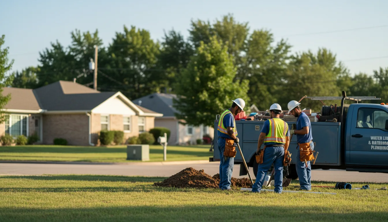 Residential water line and bathroom plumbing service in Mangum, OK